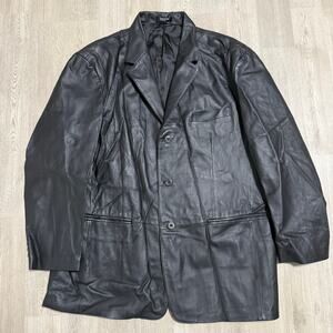 J. Ferrar Men's Black 100%Leather Button Front Jacket Size XL